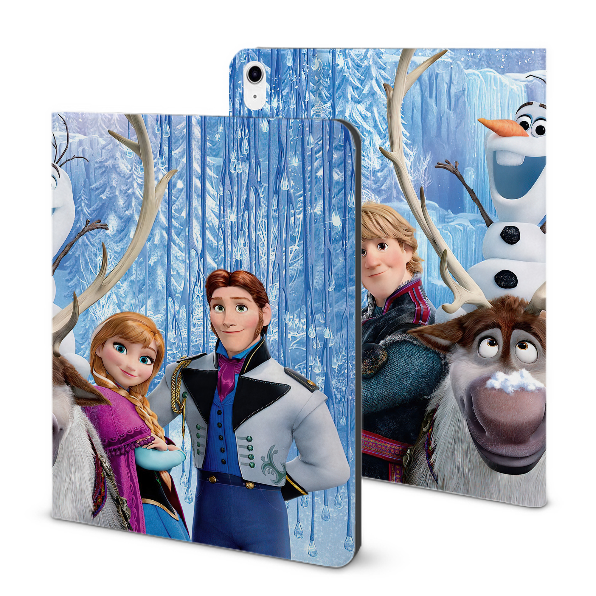 （画像用） アナと雪の女王 アンナ エルサ Frozen Anna Elsa IPad ケース ブック型 PUレザー TPU 耐衝撃 軽量 薄型 ペン収納なし 全面保護 IPad 各モデル対応